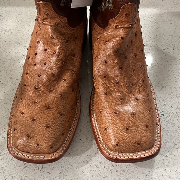 JUSTIN MEN'S FULL QUILL OSTRICH WESTERN BOOTS - Picture 3 of 4